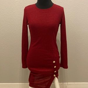 Long Sleeved Red top with gold buttons Size S